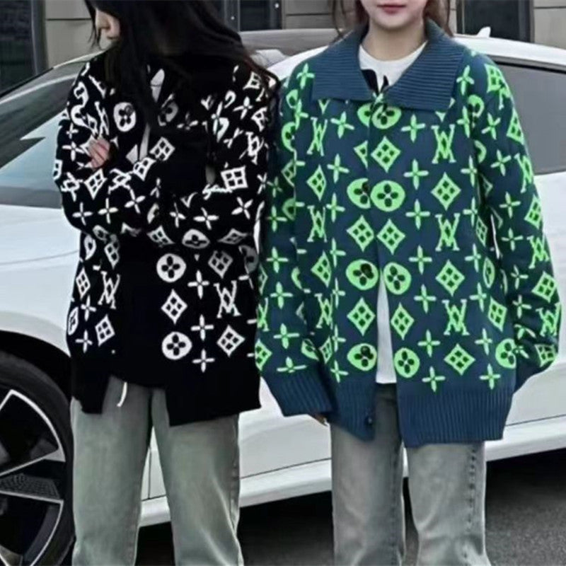 Casual Collared Knit Sweater for Women 1025090224