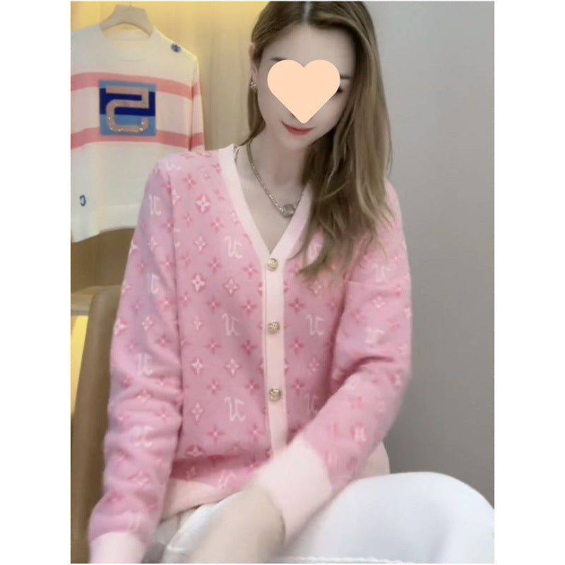 New Long-Sleeved V-Neck Cardigan Sweater 1025090223