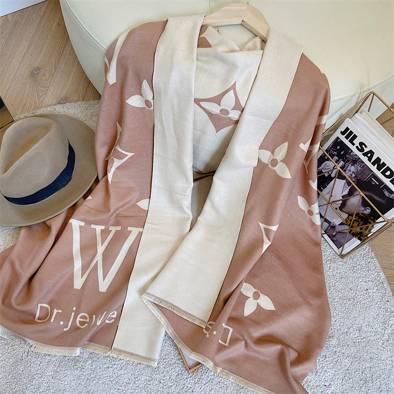 New cashmere blended double-sided warm scarf 1025082517