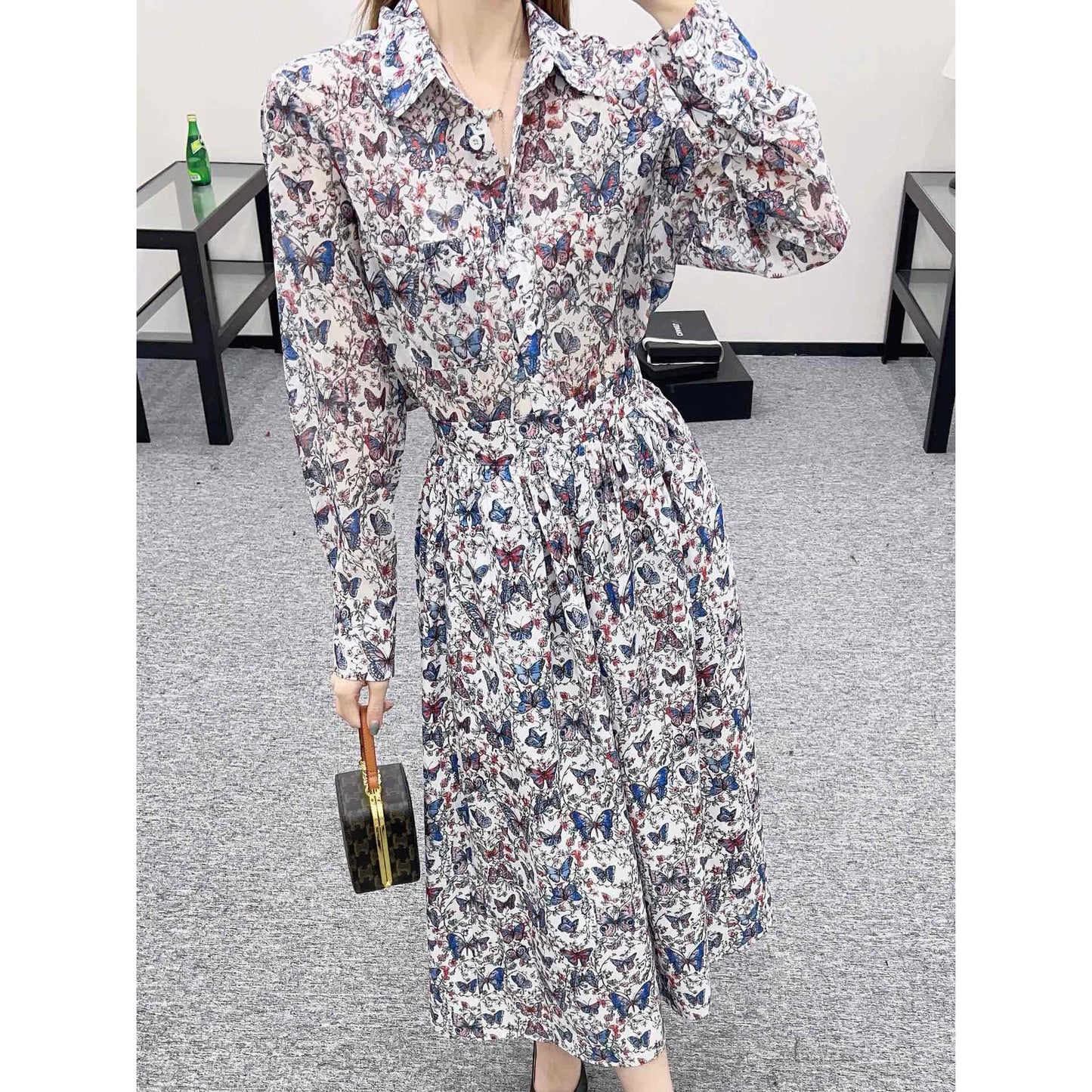 Stylish printed blouse and bustier skirt 1025031403