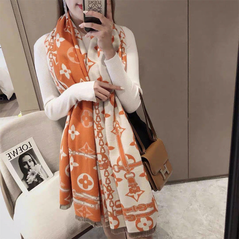 Versatile fashion double-sided warm scarf 1025082210