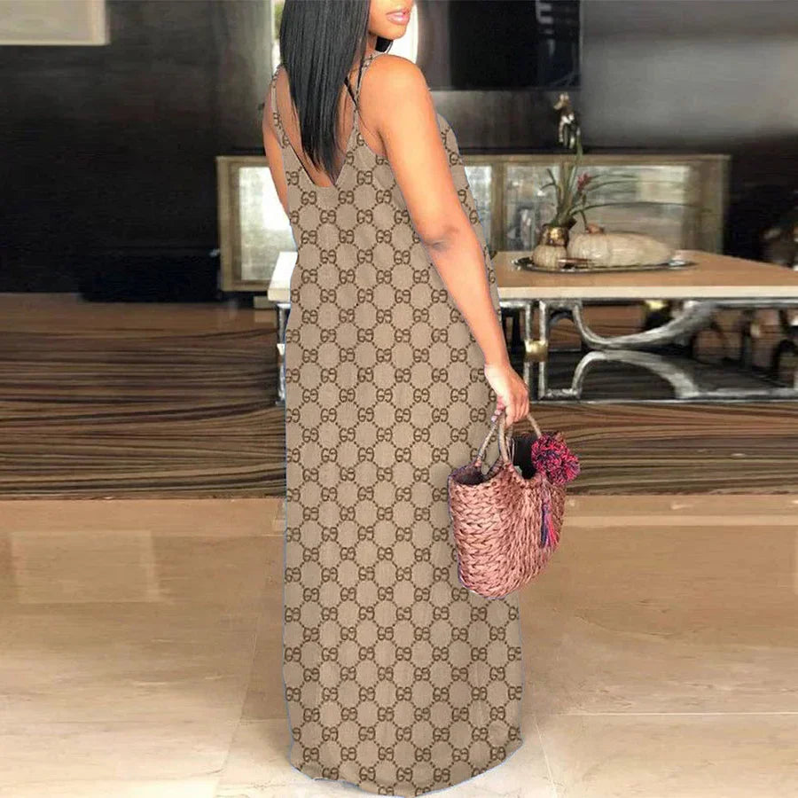 Classic Print V-Neck Pocket Cami Dress 3D1025063024