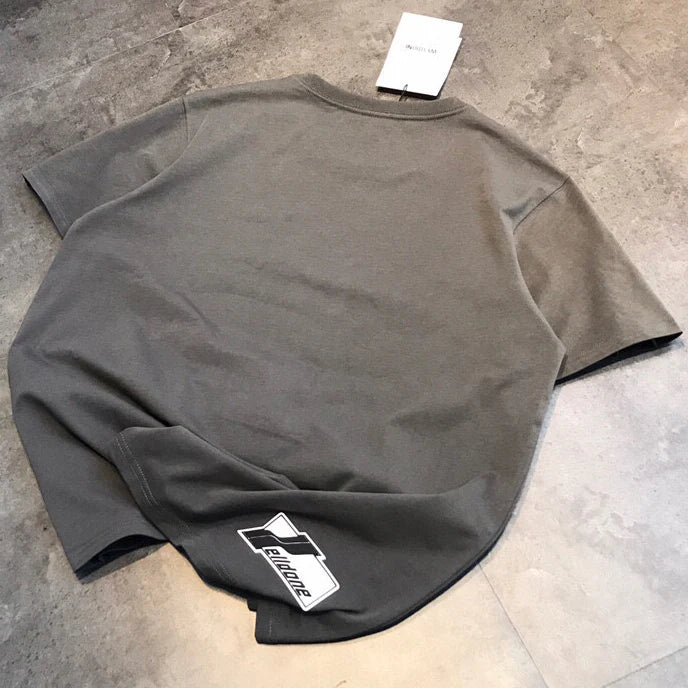 Unisex WELL Colour Block Letter Loose T-Shirt 1025042305