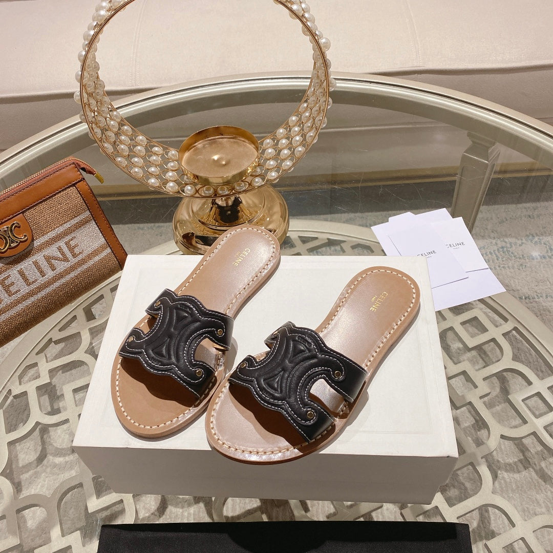 CLN Fashion Leather Flat Slippers 0725041401