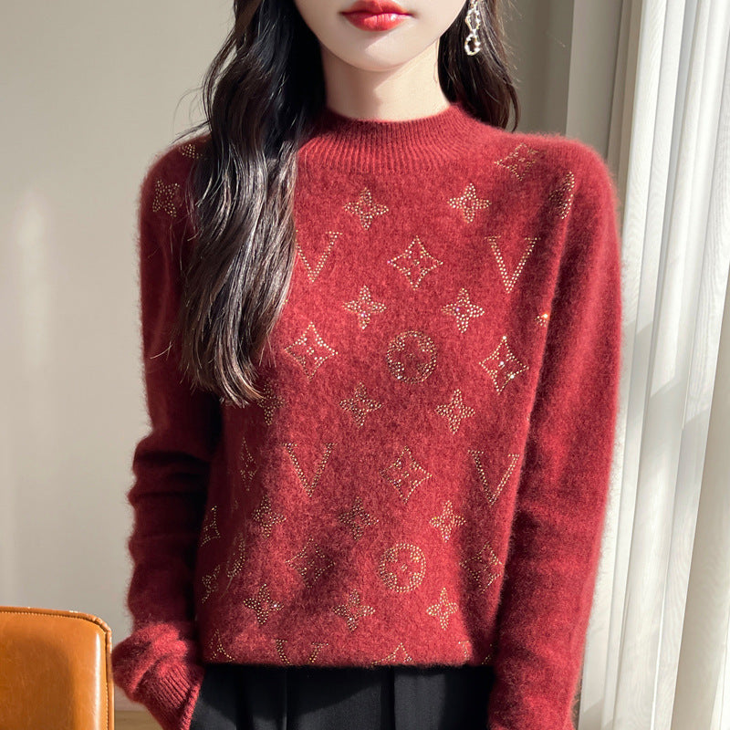 New Wool Crew Neck Knit Long Sleeve Top 1025090225