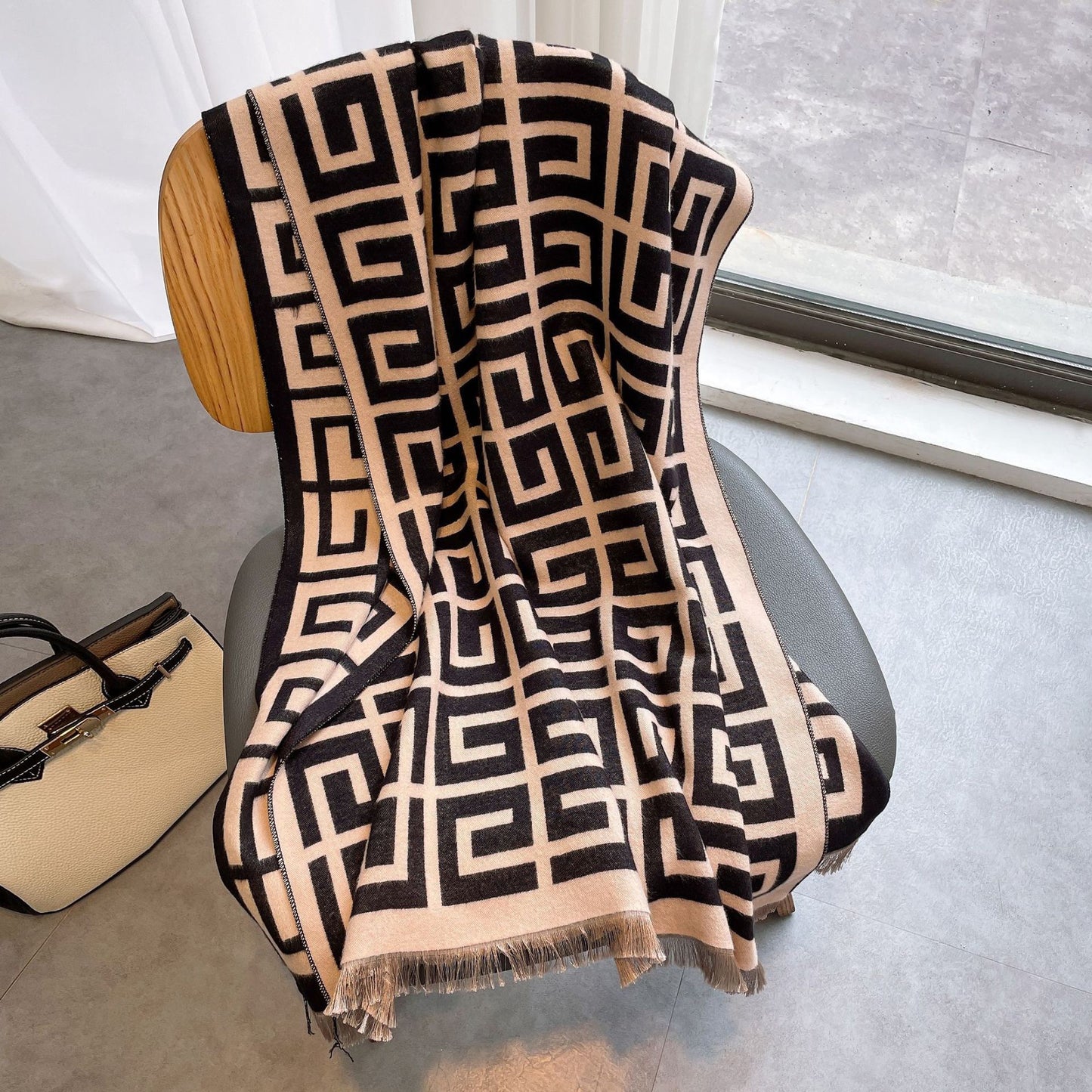 New cashmere blended double-sided warm scarf 1025082515