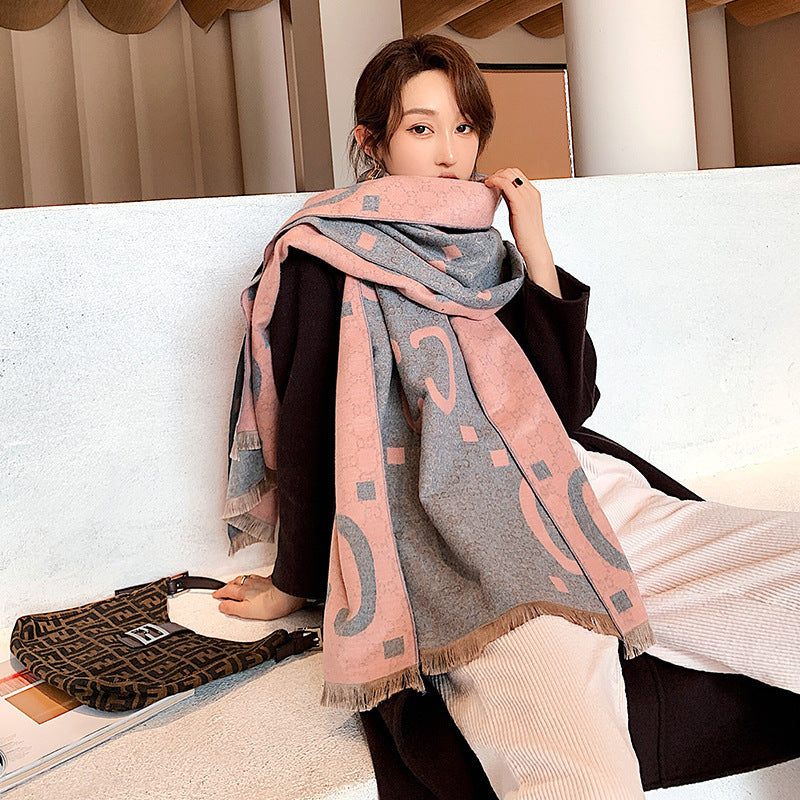 New cashmere blended double-sided warm scarf 1025082518