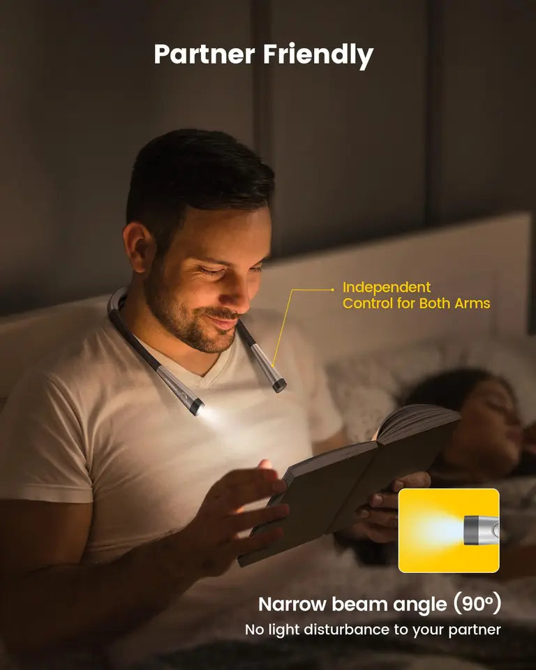 LED rechargeable and bendable arm neck reading light