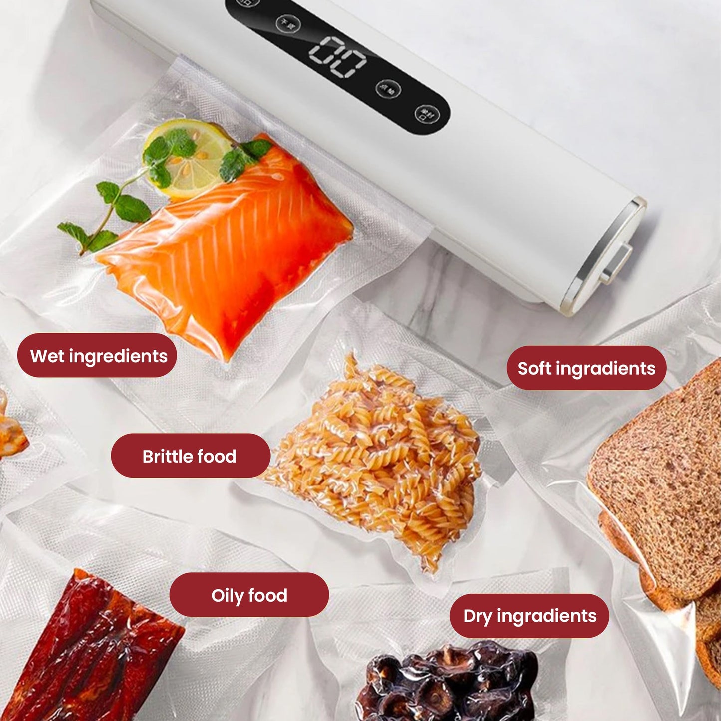 Portable Vacuum Sealer for Food Vacuumor for Products Kitchen Sealing Machine Cuisine Packaging Plastic Bag Sealant