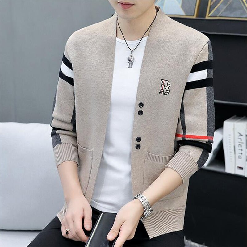 Men's Lightweight Sweater Jacket Autumn Plaid Top 1025082821