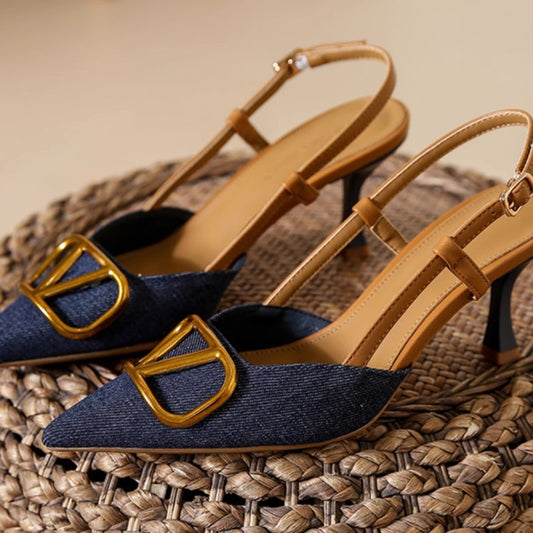 Versatile denim high-heeled sandals 1025082512