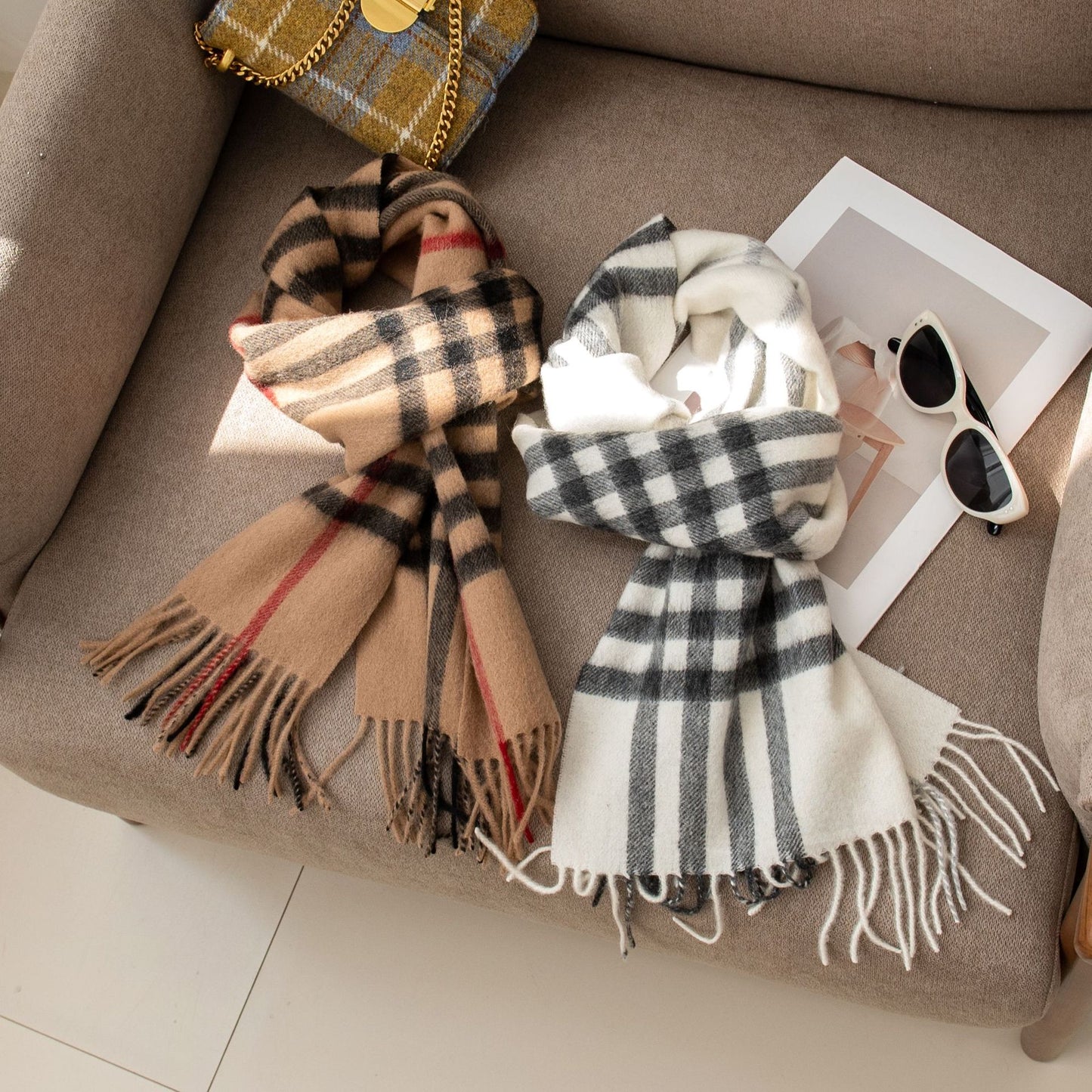Versatile Women's British Plaid Scarf 1025090228