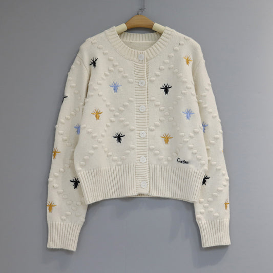 Colorful Bee Embroidered Knit Cardigan 1025090210