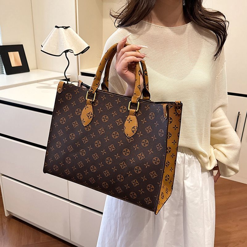 New old flower commuter texture large capacity tote bag