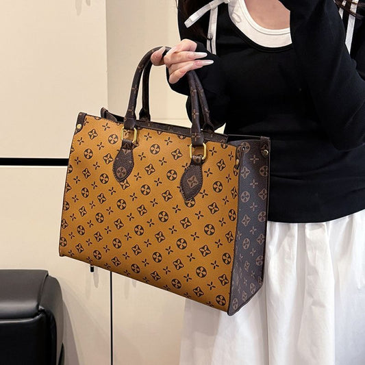 New old flower commuter texture large capacity tote bag