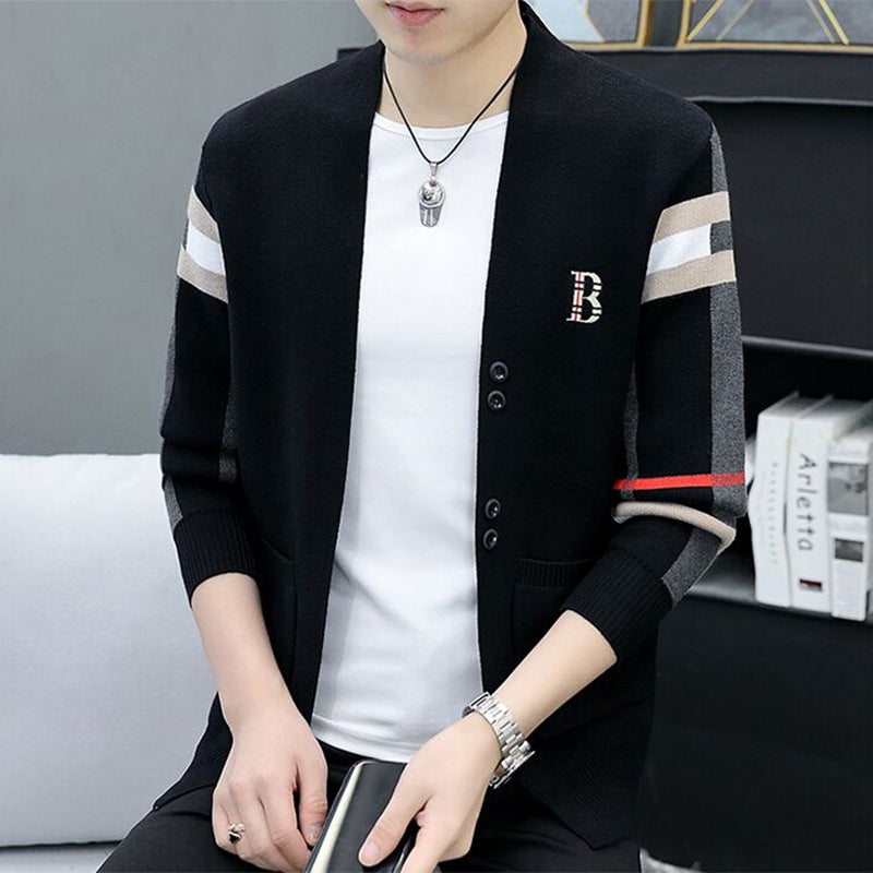 Men's Lightweight Sweater Jacket Autumn Plaid Top 1025082821