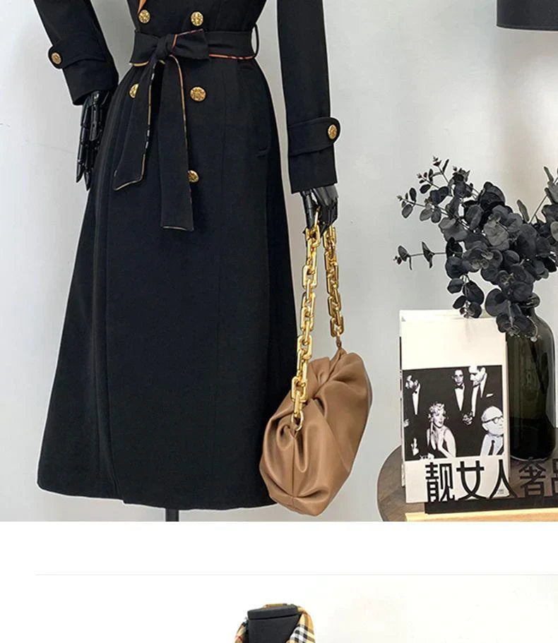 New Fashion Long Patchwork Coat Windbreaker 1024031213