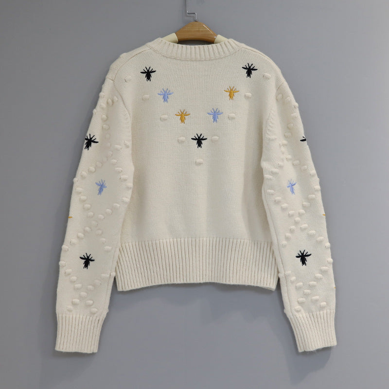 Colorful Bee Embroidered Knit Cardigan 1025090210