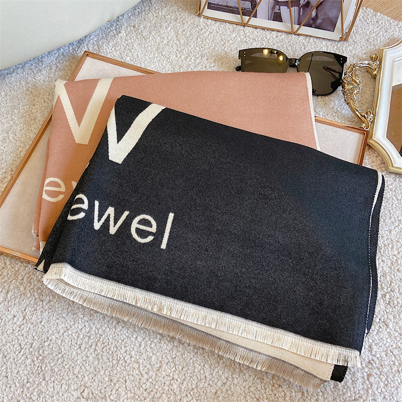 New cashmere blended double-sided warm scarf 1025082517