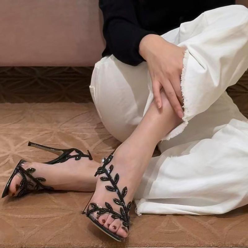 Black high-heeled sandals 1025082509