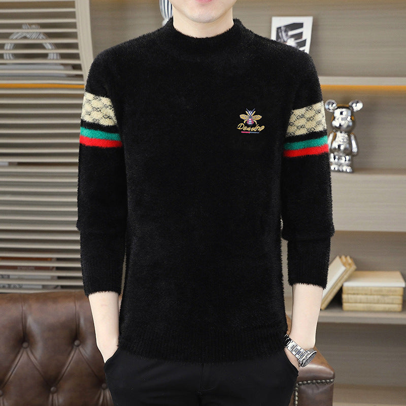 Fashion Jacquard Mink Fleece Knit Sweater 1025082817