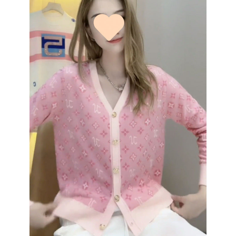 New Long-Sleeved V-Neck Cardigan Sweater 1025090223