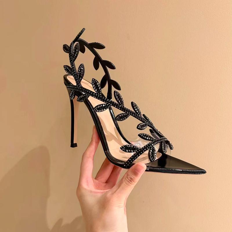 Black high-heeled sandals 1025082509