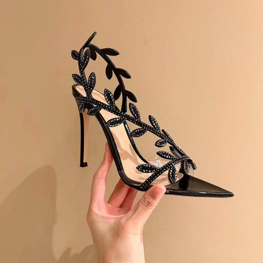 Black high-heeled sandals 1025082509
