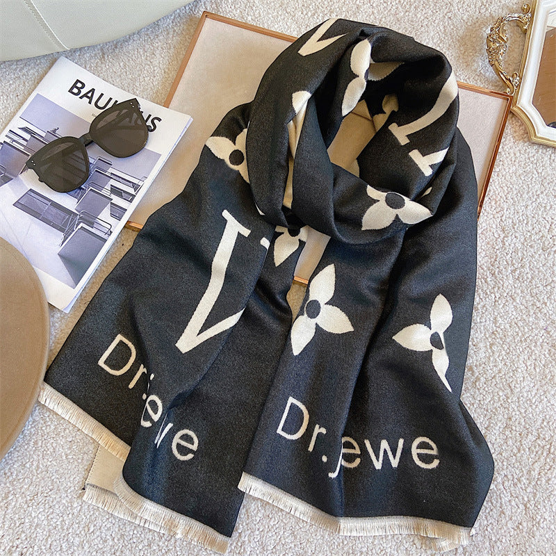 New cashmere blended double-sided warm scarf 1025082517