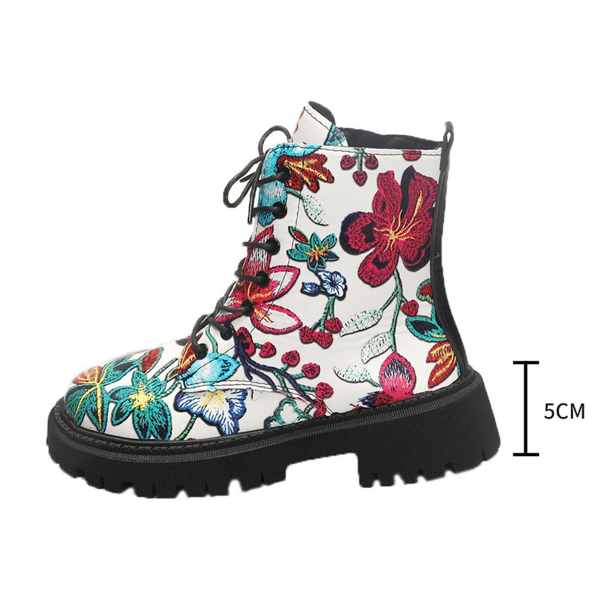 Printed High-Top Casual Lace-Up Round-Toe Women's Boots 1025090101