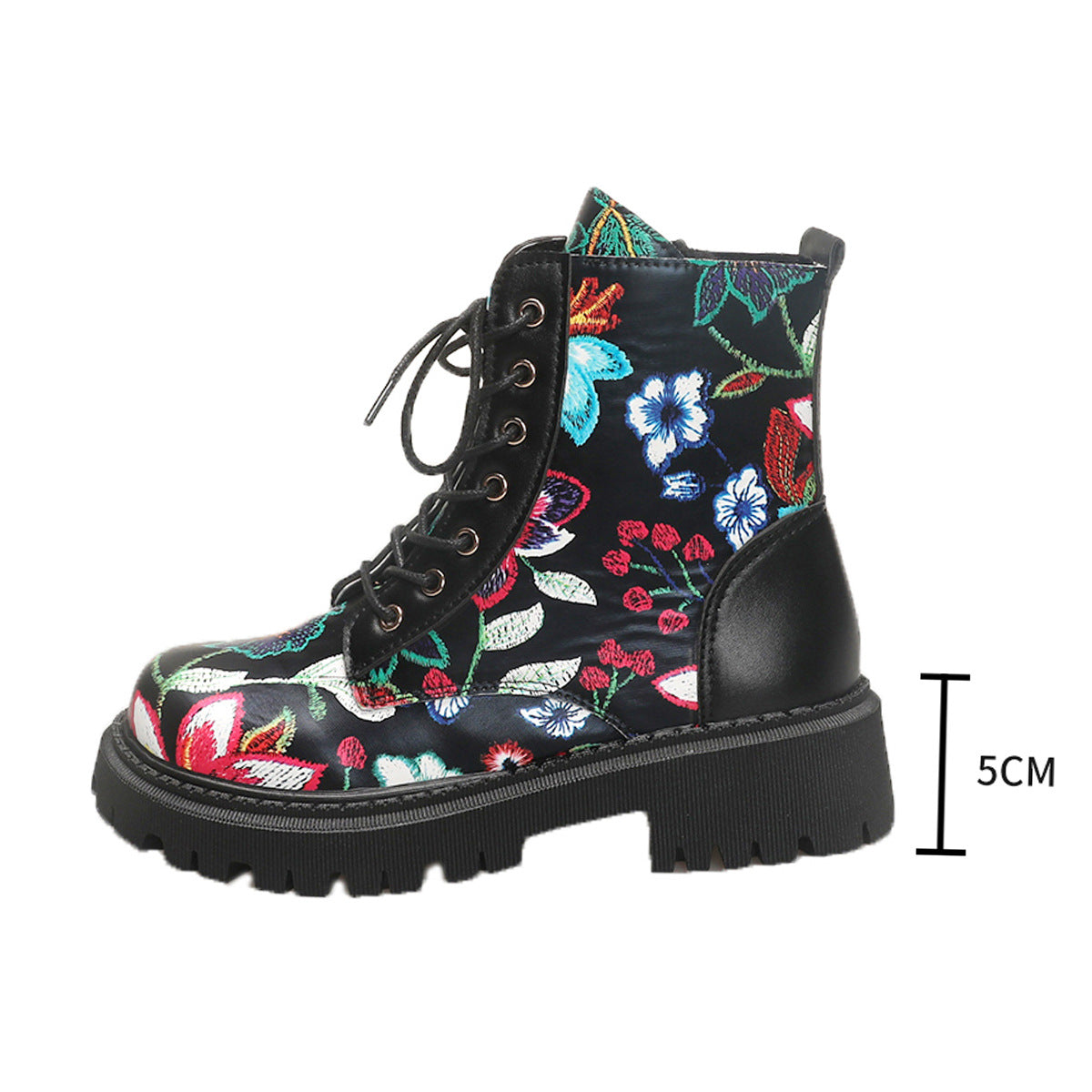 Printed High-Top Casual Lace-Up Round-Toe Women's Boots 1025090101