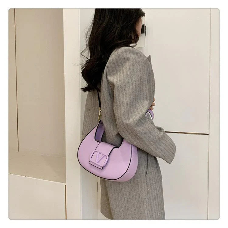 New Solid Color Litchi Underarm Bag Fashion Shoulder Bag 1024051518