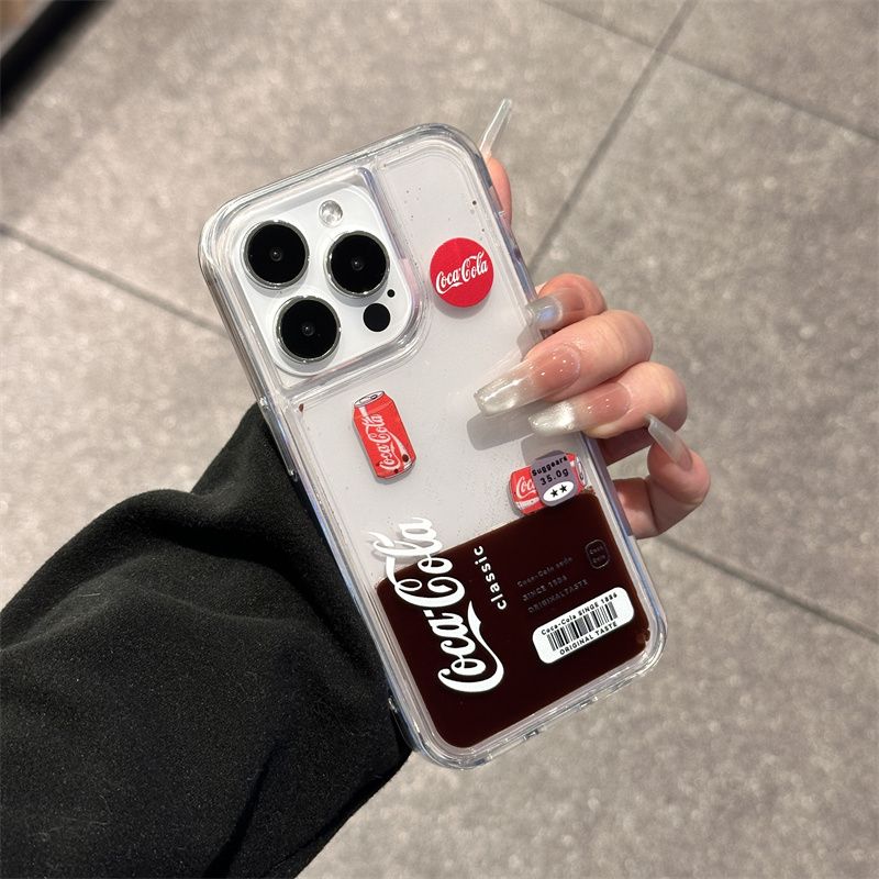 Creative Floating Coke Apple 16promax Quicksand Phone Case