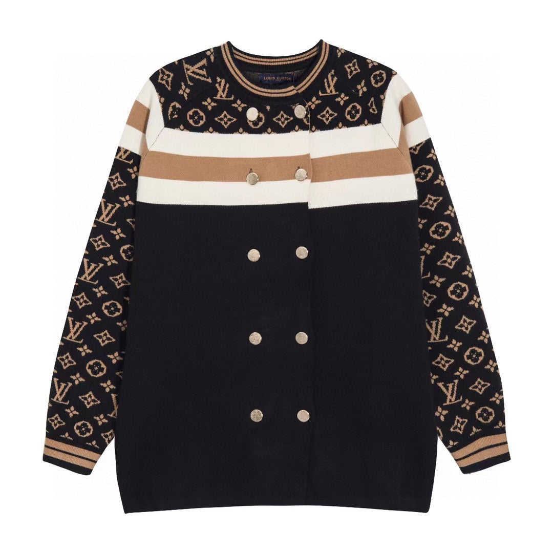 lvv Monogram logo knitted cardigan jacket 0724112502