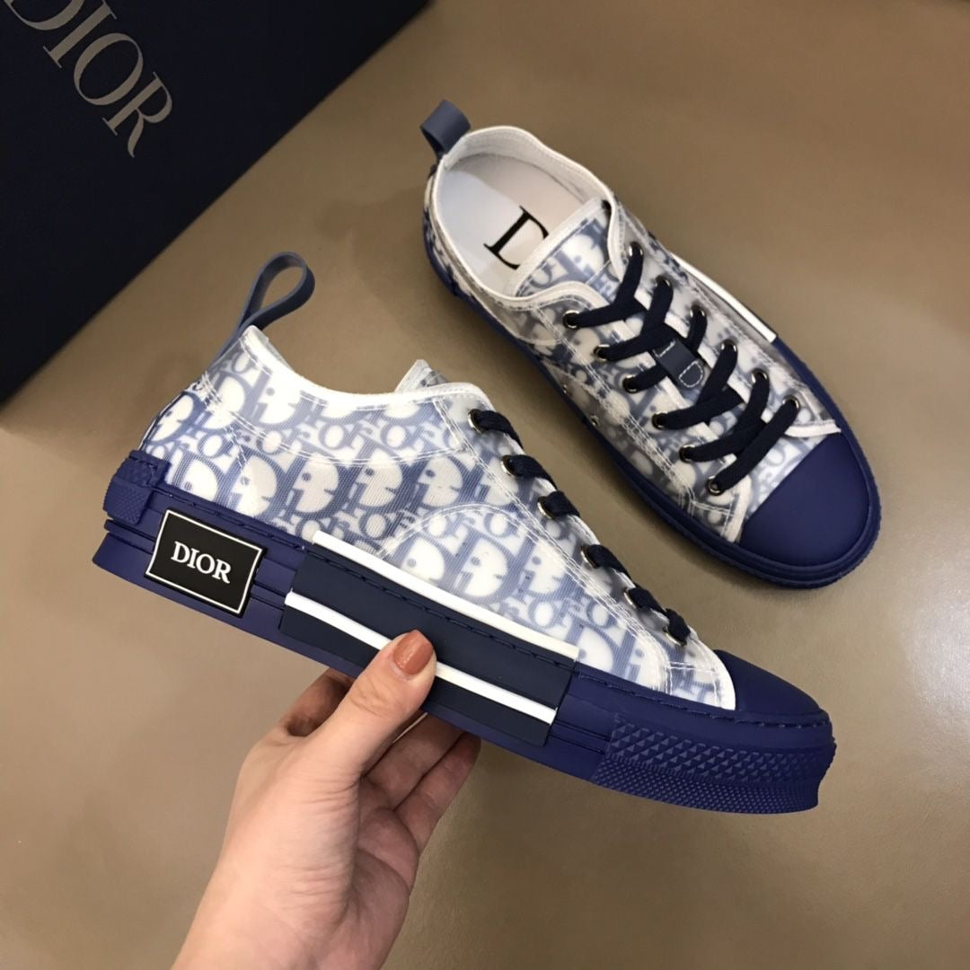 B23 Low Logo Oblique Blue Canvas Sneakers