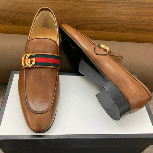 Men's Fashion Business Luxury G LOGO Brown slip on shoes