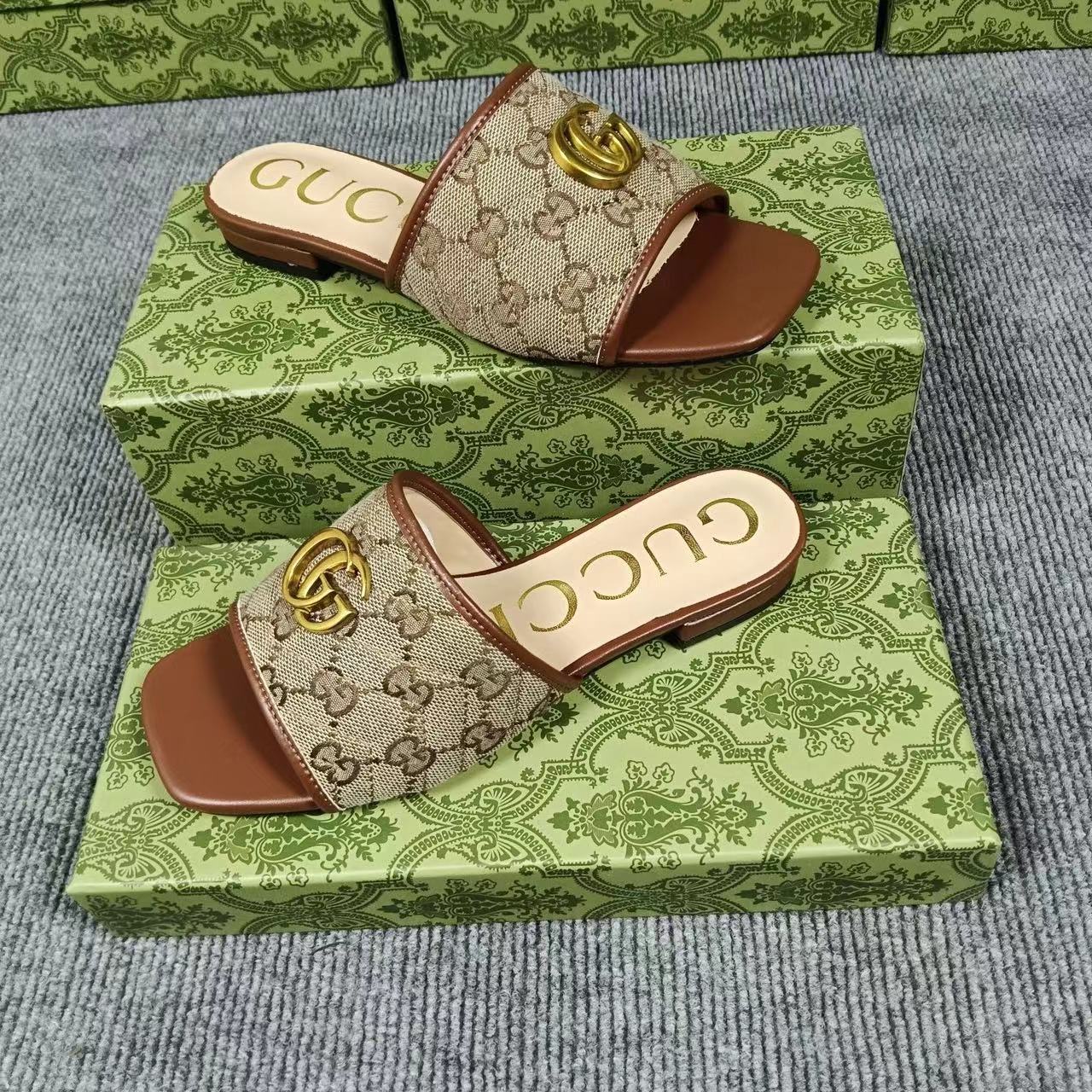 New Fashion G logo 3cm Heeled Women's slippersPD052024042201