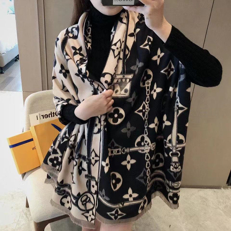 Versatile fashion double-sided warm scarf 1025082210