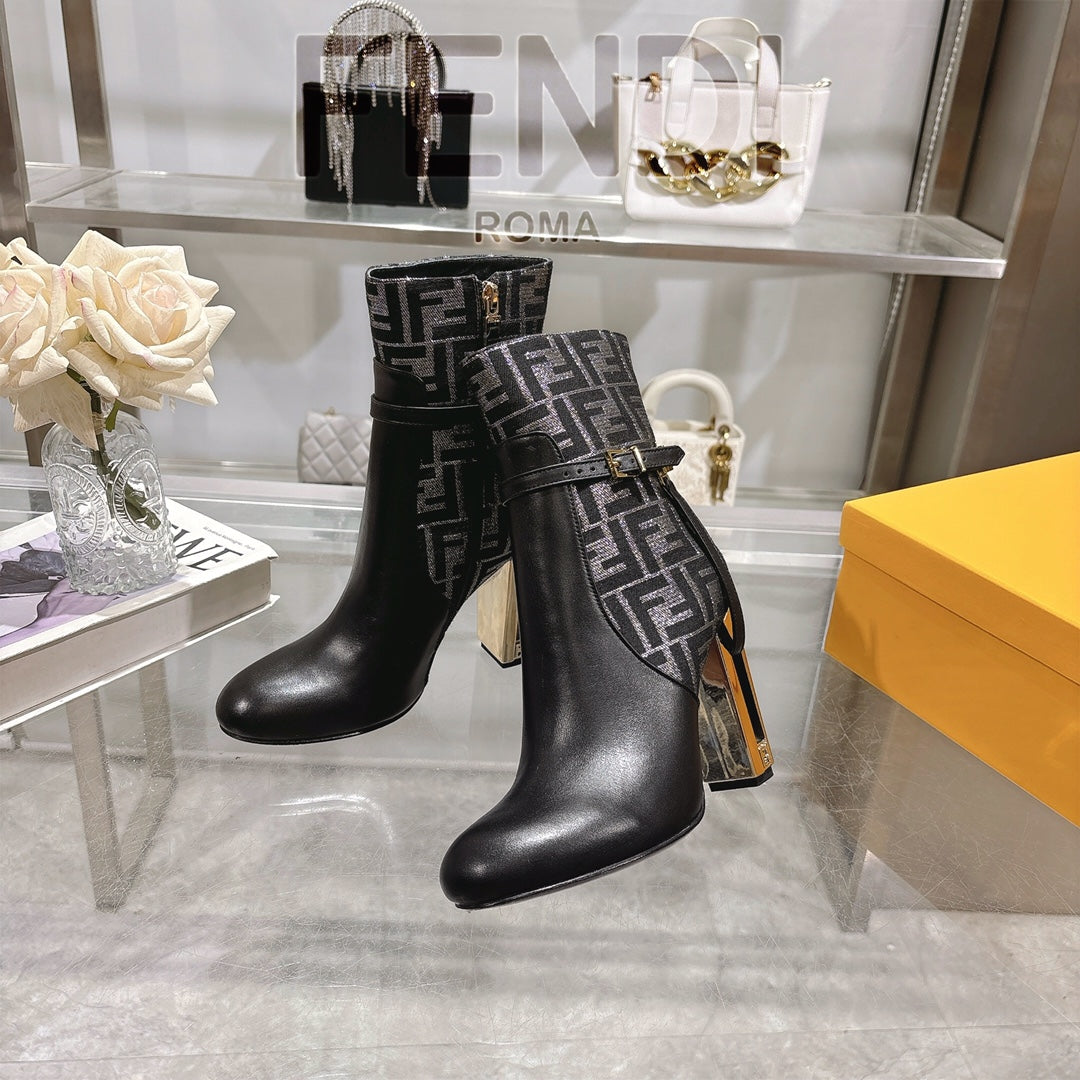 FD Round toe leather Delfina boots 1824111503