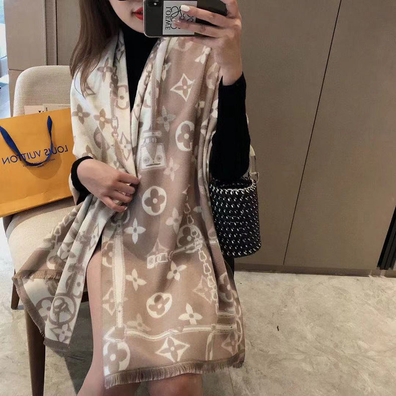 Versatile fashion double-sided warm scarf 1025082210