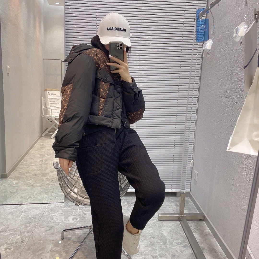 Hooded Stitching Presbyopia Short Down Jacket Casual Warm Plus Velvet Versatile Down Jacket Female Autumn and Winter New