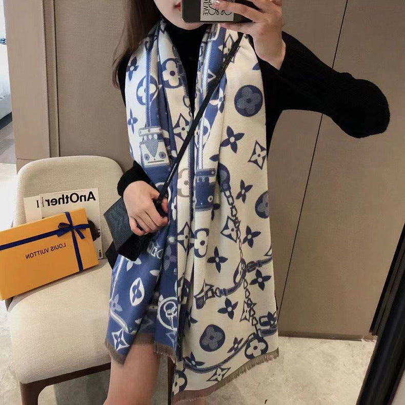 Versatile fashion double-sided warm scarf 1025082210