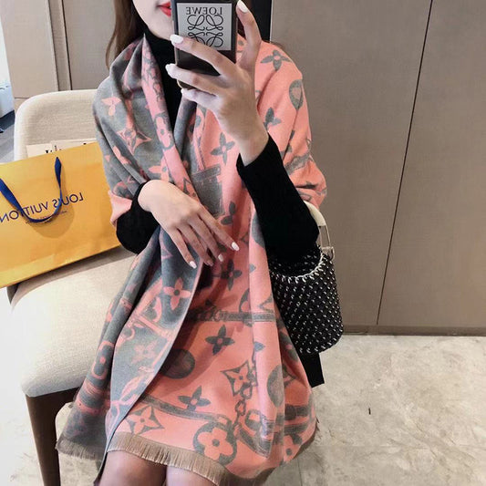 Versatile fashion double-sided warm scarf 1025082210