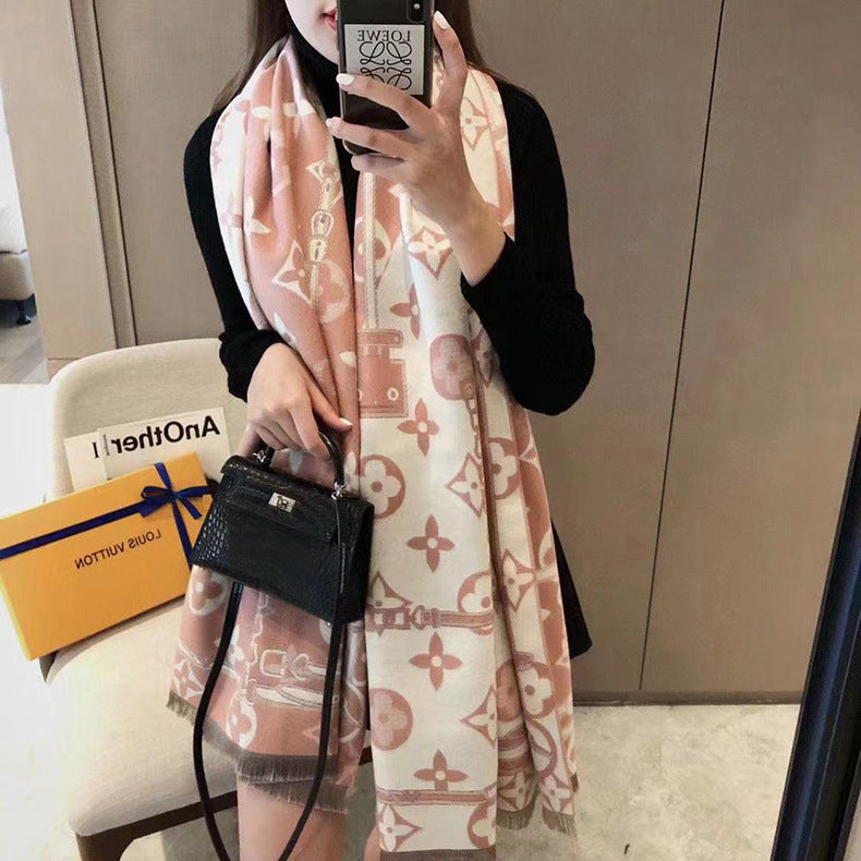 Versatile fashion double-sided warm scarf 1025082210