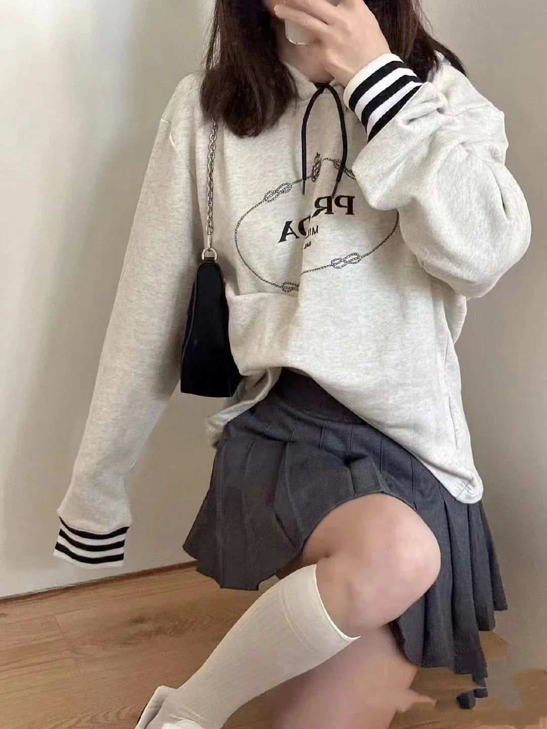 Casual Versatile Long Sleeved Set Hooded 1024022621