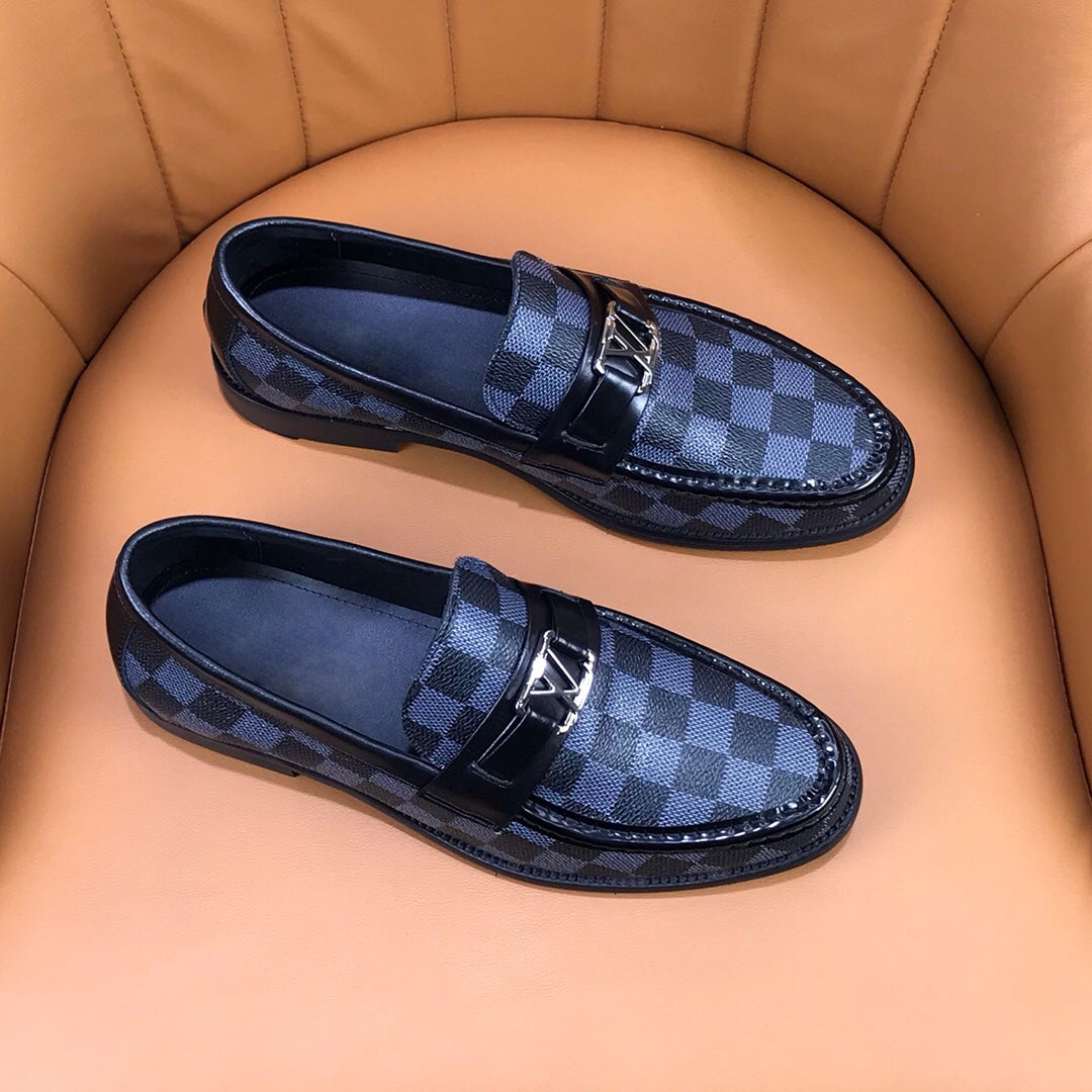 Men's Luxury Formal Plaid Leather Formal Shoes