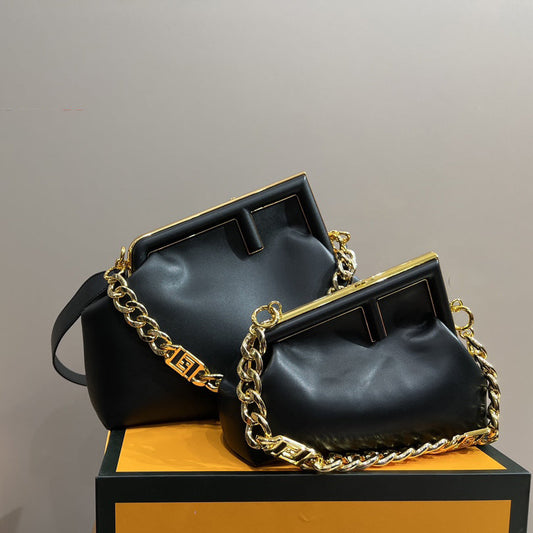 fashion all-match leather clip bag