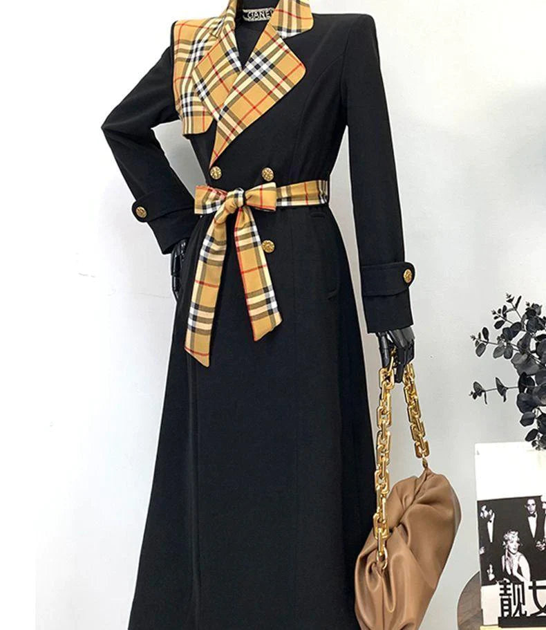 New Fashion Long Patchwork Coat Windbreaker 1024031213