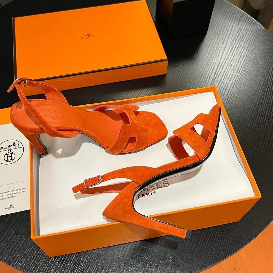 New Leather H Logo Women's High Heeled PD052024022704