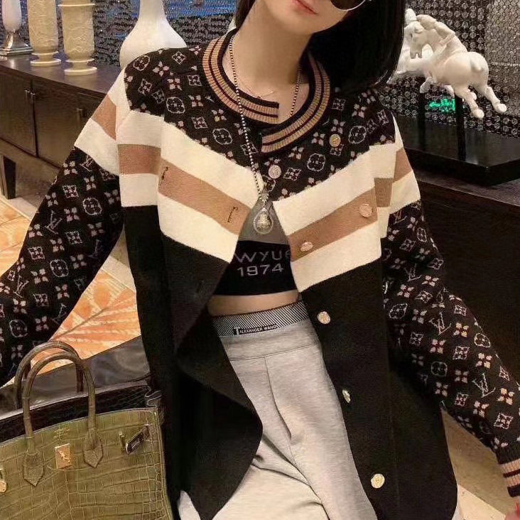 lvv Monogram logo knitted cardigan jacket 0724112502